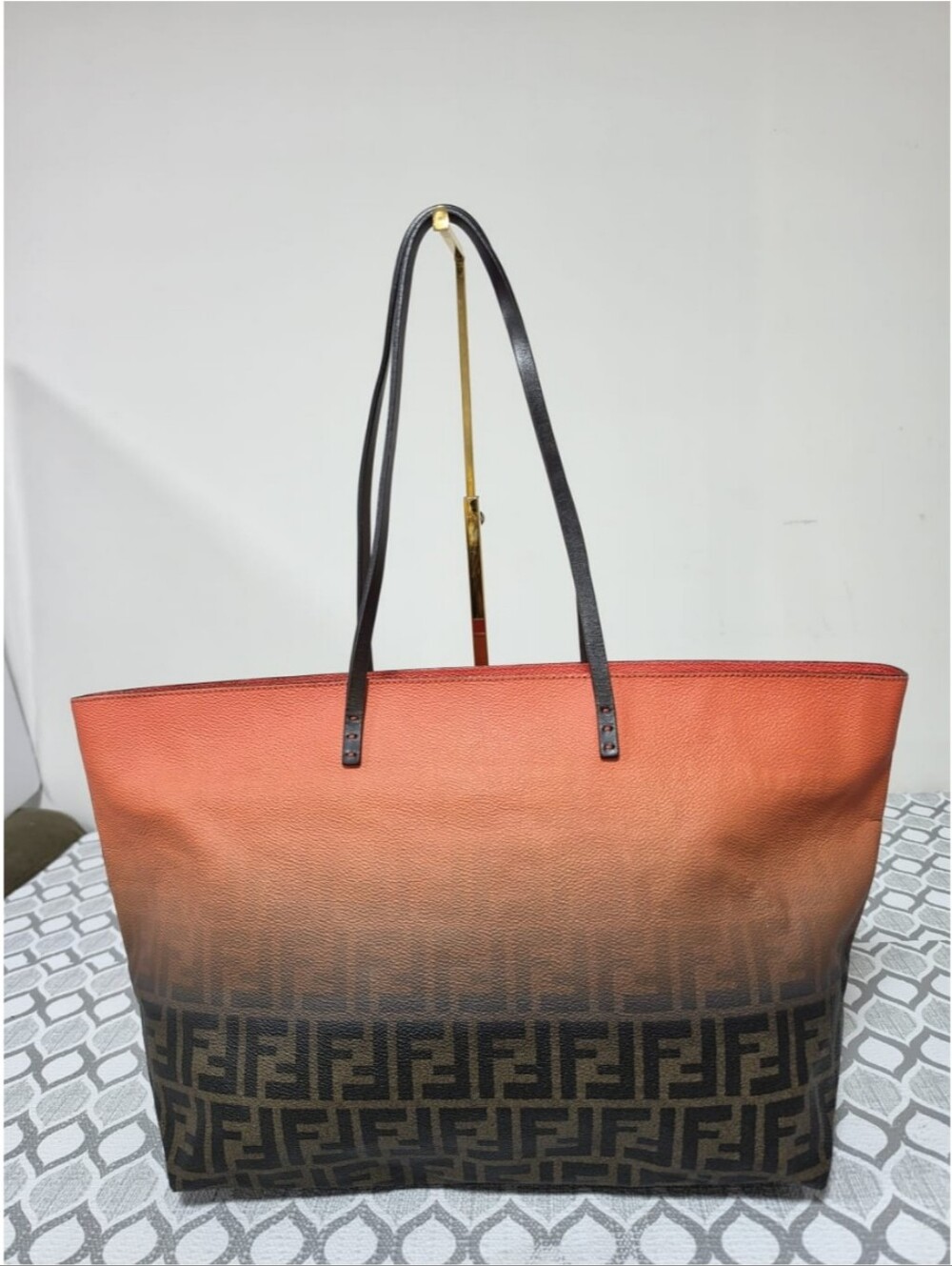 Fendi Zucca FF Roll Tote Orange/Brown